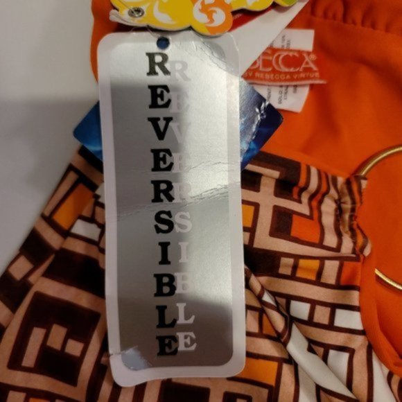 Becca Etc By Rebecca Virtue Women's Multicolor Reversible Halter Swimsuit Size S - Picture 4 of 6